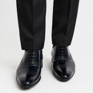 zapato ceremonia hombre azul marino microperforado frontal