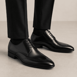 Zapato de ceremonia negro de piel para hombre con cordones, ideal para bodas, novios, padrinos e invitados