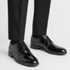 Zapato Oxford negro de piel para hombre con horma de ancho especial, ideal para novios, padrinos e invitados de boda