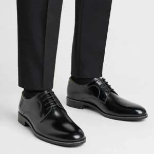 Zapato Oxford negro de piel para hombre con horma de ancho especial, ideal para novios, padrinos e invitados de boda
