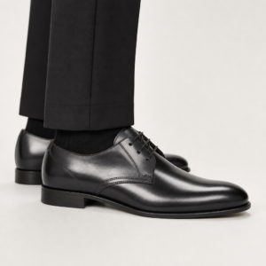 Zapato Oxford negro de piel para hombre con cordones y acabado mate, ideal para novios, padrinos e invitados de boda