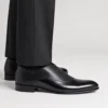 Zapato Oxford negro de piel para hombre con acabado grabado, ideal para novios, padrinos e invitados de boda