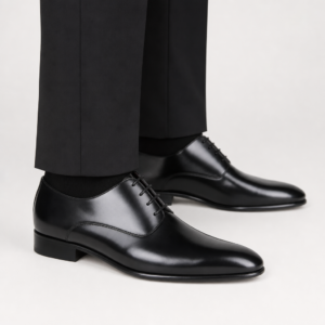 Zapato Oxford negro de piel para hombre con cordones, ideal para novio, padrino e invitado de boda