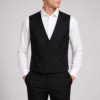Chaleco negro de hombre para ceremonia con espalda del mismo tejido y regulador ajustable ideal para novios, padrinos e invitados de boda