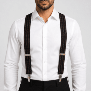 Tirantes de hombre de cuadros marrón y negro para traje