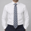 Corbata azul marino de cuadros en tonos beige y blanco para hombre