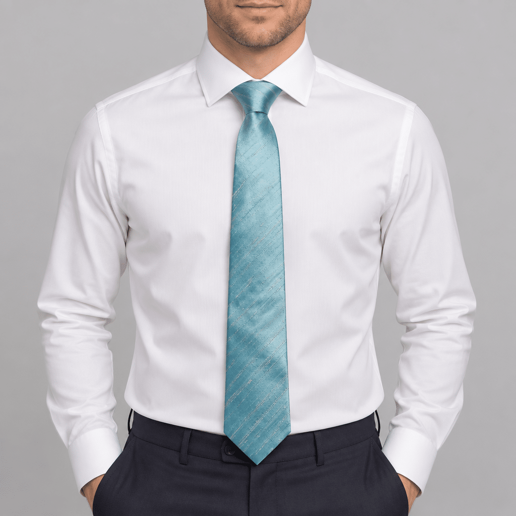 Corbata azul turquesa para hombre con textura de líneas diagonales