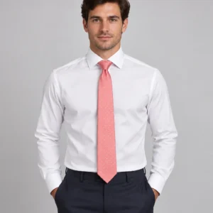 Corbata coral de lunares blancos para hombre