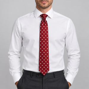 Corbata roja de lunares blancos para hombre