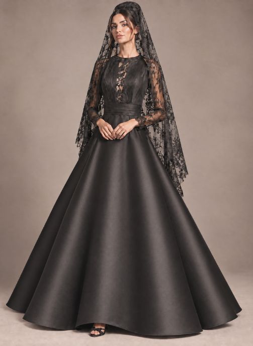 vestido de fiesta negro con vuelo para clavariesa en valencia